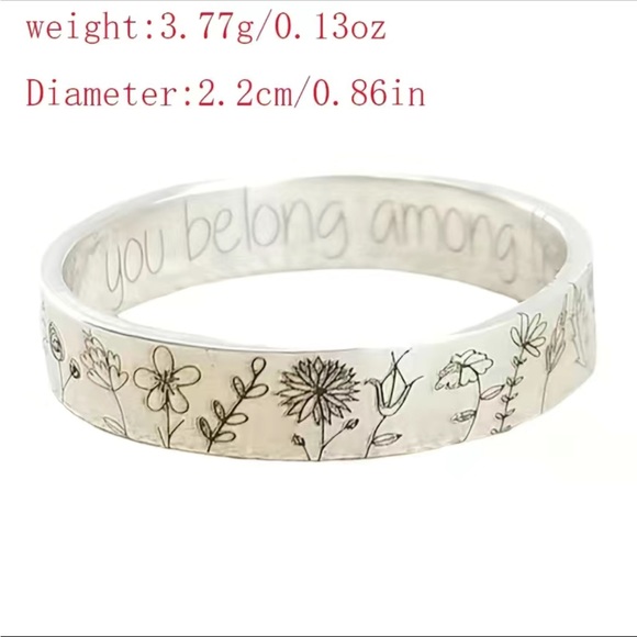 Sterling Silver Boho Wildflower Engraved Ring - Picture 2 of 5